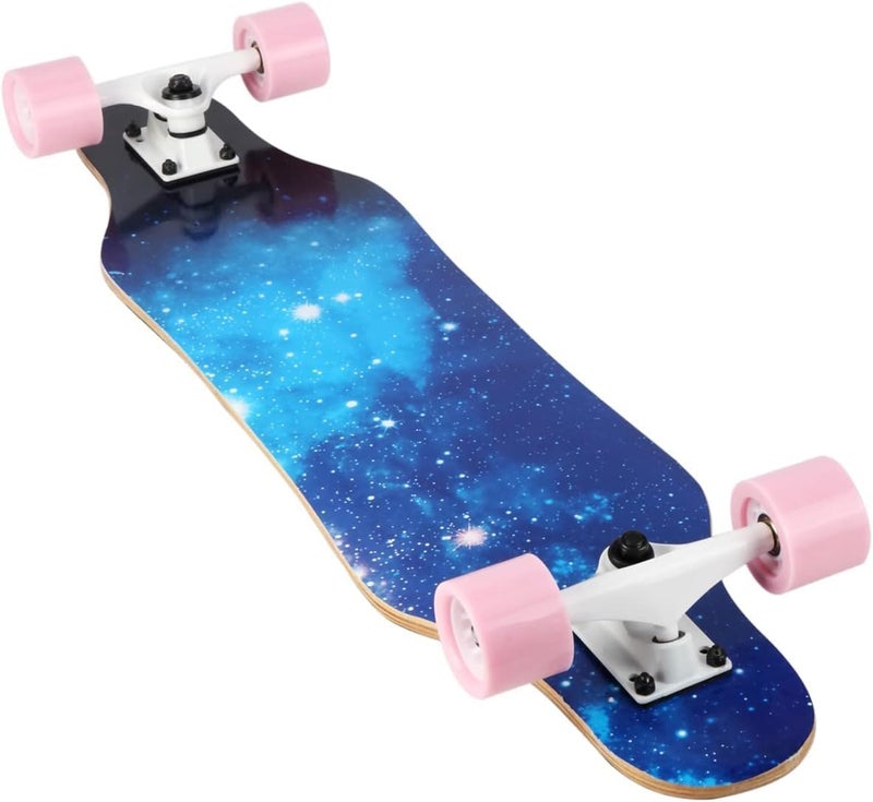 asktom Mini Cruiser Longboard, 31 Inch Small Size Wide Wheel Skateboard, Beginner Stable & Easy-to-Control Skateboard, Suitable for Park & Street Riding, Unique Flame Pattern - Image 4